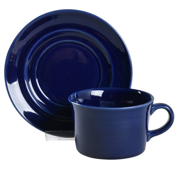 Colorstax Midnight Blue Flat Cup & Saucer Set