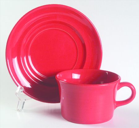 Colorstax Bright Red Flat Cup & Saucer Set