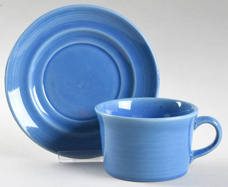 Colorstax Sky Blue Flat Cup & Saucer Set