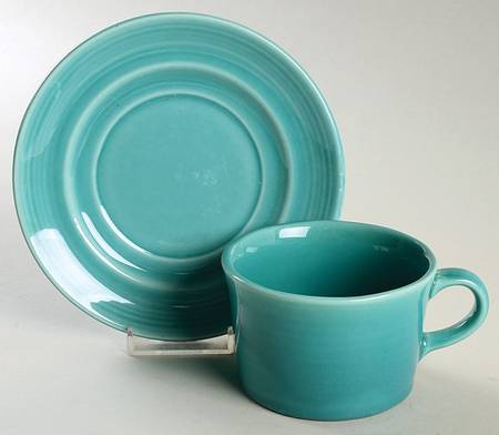 Colorstax Turquoise Flat Cup & Saucer Set