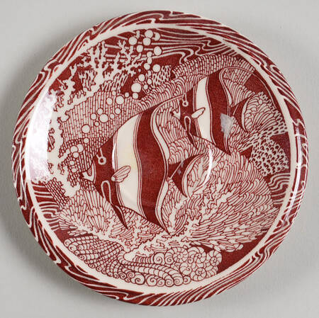 Coral Reef Maroon Saucer for Demitasse Cup