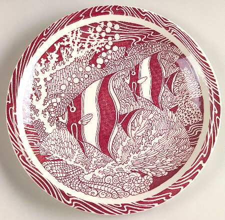 Coral Reef Maroon Salad Plate