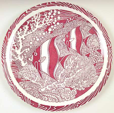Coral Reef Maroon 12" Chop Plate (Round Platter)