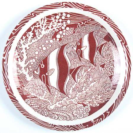 Coral Reef Maroon Luncheon Plate