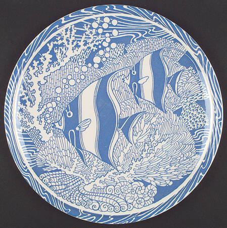 Coral Reef Blue 12" Chop Plate (Round Platter)