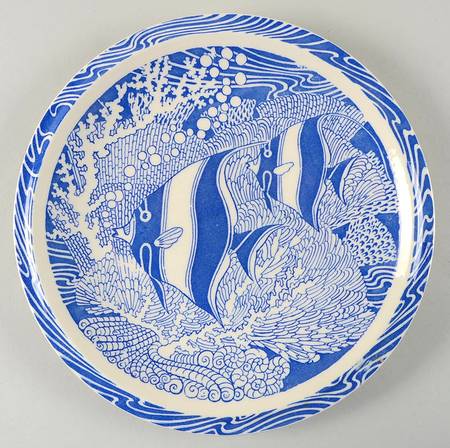 Coral Reef Blue Large Luncheon Plate