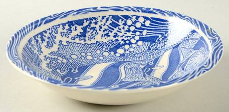 Coral Reef Blue Rim Fruit/Dessert (Sauce) Bowl