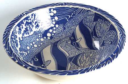 Coral Reef Blue 11" Large Salad Serving Bowl