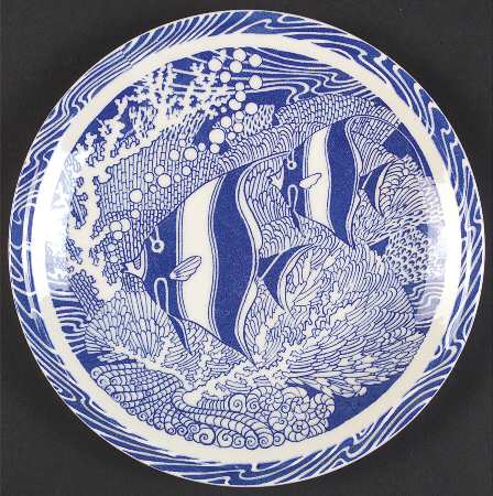 Coral Reef Blue Luncheon Plate