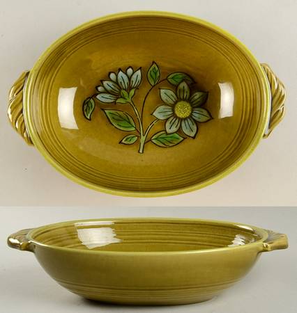 Dahlia Blue 11" Oval Vegetable Bowl