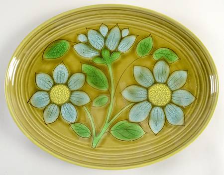 Dahlia Blue 13" Oval Serving Platter