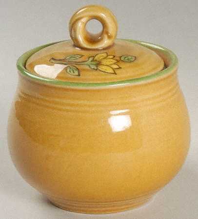 Dahlia Gold Sugar Bowl & Lid