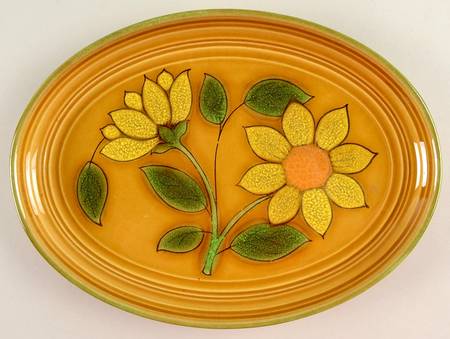 Dahlia Gold 11" Oval Serving Platter