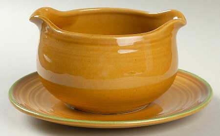 Dahlia Gold Gravy Boat with Attached Underplate