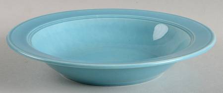 Early California Turquoise Rim Soup Bowl