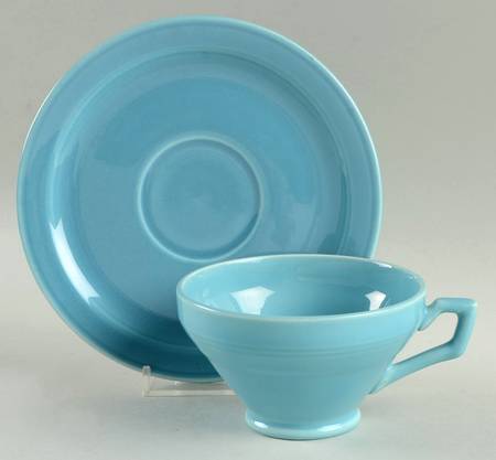 Early California Turquoise Footed Cup & Saucer Set