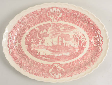 Early Days Pink 16" Oval Serving Platter