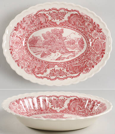 Early Days Pink 9" Oval Vegetable Bowl