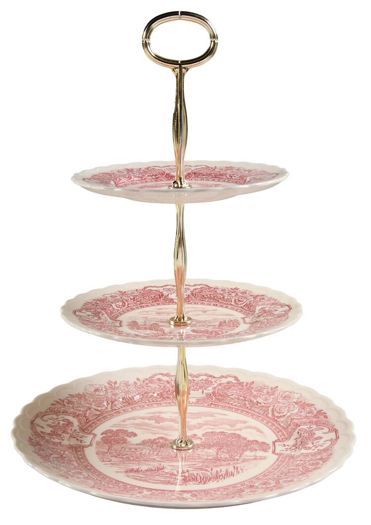 Early Days Pink 13 7/8"-14 1/4" 3-Tiered Serving Tray(DP,SP,BB) HC