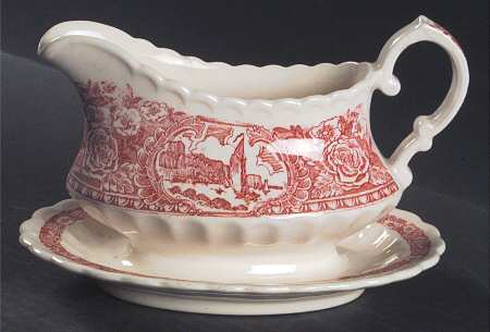 Early Days Pink Gravy Boat with Attached Underplate by Metlox - Poppytrail - Vernon