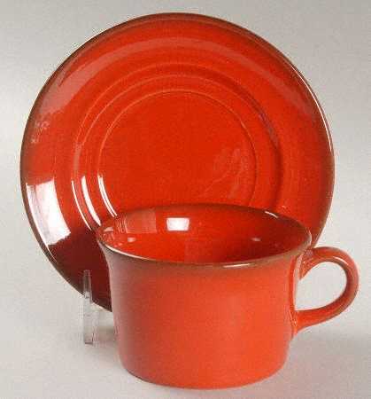 Flamenco Red Flat Cup & Saucer Set