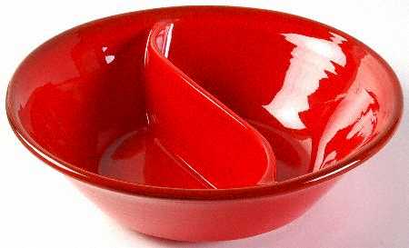Flamenco Red 9" Round Divided Vegetable Bowl