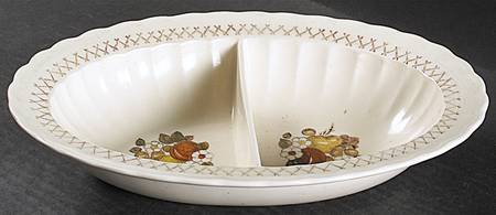 Fruit Basket 11" Oval Divided Vegetable Bowl