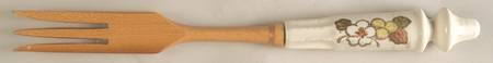 Fruit Basket Salad Serving Fork with Wood Prongs