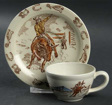 Frontier Days Flat Demitasse Cup & Saucer Set