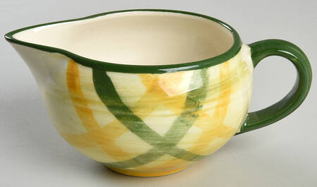 Gingham Green Open Sauce Boat