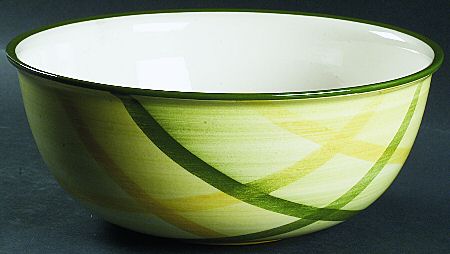 Gingham Green 10" Large Salad Serving Bowl