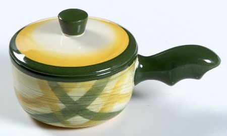 Gingham Green Chicken Pie Server & Lid
