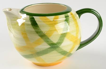 Gingham Green Teapot No Lid