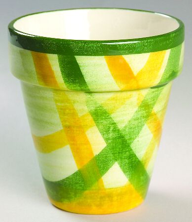 Gingham Green 3" Flower Pot