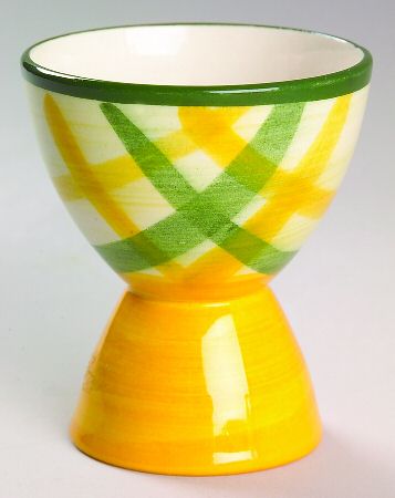 Gingham Green Double Egg Cup
