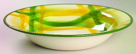 Gingham Green Rim Soup Bowl