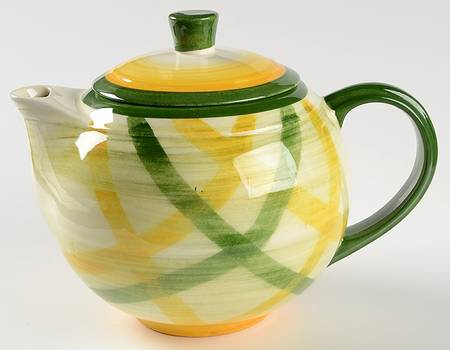 Gingham Green Teapot & Lid