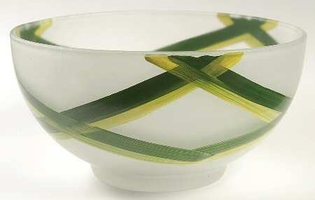 Gingham Green Large Glassware Salad Bowl