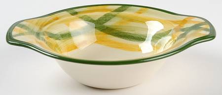 Gingham Green Lugged Chowder Bowl
