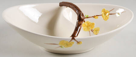 Golden Blossom Oval Divided Vegetable Bowl