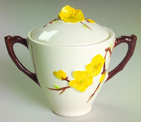 Golden Blossom Sugar Bowl & Lid