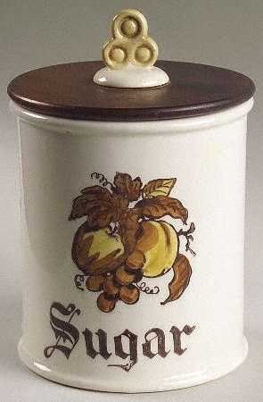 Golden Fruit Sugar Canister & Wood Lid