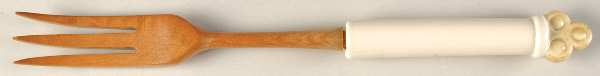 Golden Fruit Salad Serving Fork with Wood Prongs