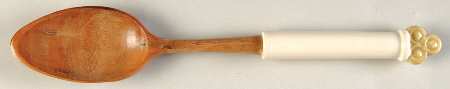 Golden Fruit Salad Serving Spoon with Wood Bowl