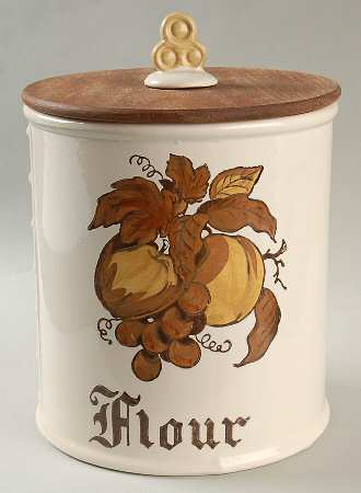 Golden Fruit Flour Canister & Wood Lid