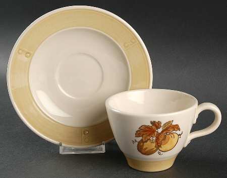 Golden Fruit Flat Cup & Saucer Set