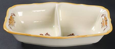 Golden Garden 10" Oval Divided Vegetable Bowl
