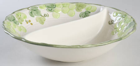 Grape Arbor Green Large Round Divided Vegetable Bowl