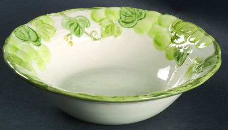 Grape Arbor Green Rim Fruit/Dessert (Sauce) Bowl