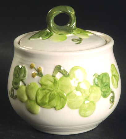Grape Arbor Green Sugar Bowl & Lid